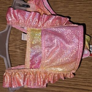 Shimmering Pink and Gold Ruffled Top